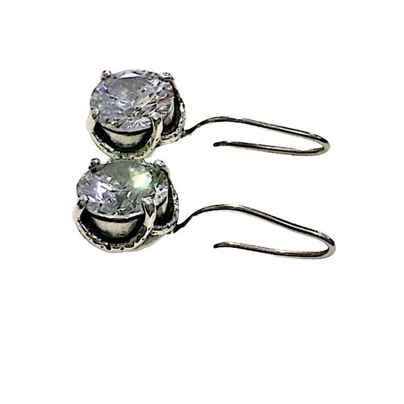 SILPADA Sterling Silver Faceted Round Cut Cubic Zirconia Center Stage Earrings - Picture 6 of 10